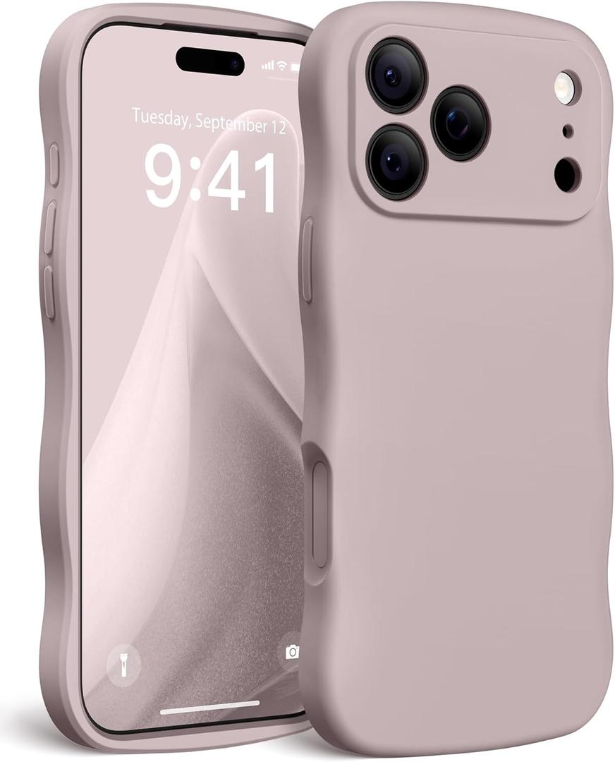 Magnetic for iPhone 17 Pro Max Case, [Full Camera Protection][Compatible with MagSafe] Cute Wave Frame Silicone Shockproof Protective Phone Case for iPhone 17 Pro Max 6.9", Hazel