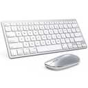 Bluetooth Keyboard and Mouse Compatible with Mac, OMOTON UltraSlim Wireless Keyboard and Mouse Combo Compatiblei with MacOS, MacBook Pro/Air, iMac, Mac mini, Laptop and PC (Silver)