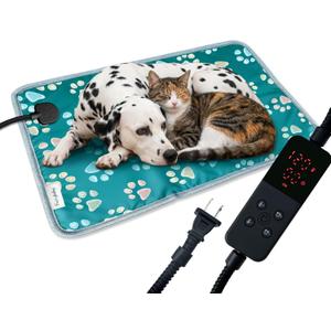 furrybaby Dog Heating Pad, Pet Heating Pad for Dogs with Durable Anti-Bite Tube Indoor, Heated for Dogs House Puppies Cats (1 Pack Green, 24 X 16in, Temp Adjustable)