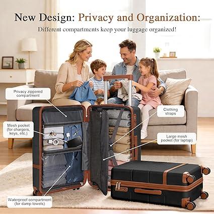 Luggage Sets, 2 Piece Suitcase set with wheels Tsa Lock 20/24 inchi Hardshell Waterproof Travel Suitcases luggage for Women/Men/Family (black)