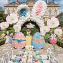 Artificial Giant Flowers for Decoration with Stand - 5.58FT 3D Large Fake Flower Big Silk Faux Floral for Party Wedding Garden Spring Outdoor Backdrop Decoration (Green Pink)