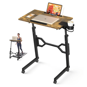 Small Standing Desk with Wheels, Portable Treadmill Desk, Rolling Desk Adjustable Height for Laptop, Mobile Standing Table for Walking Pad, Bedside Table