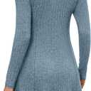 OFEEFAN Fall Dresses for Women 2026 Long Sleeve Crew Neck Sweater Dress (Blue, M)