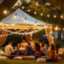 Brightown LED Outdoor String Light, 109 Feet Patio Lights with 52 Edison Shatterproof Bulbs(2 Spare), UL Listed Waterproof Outside Lights for Backyard Balcony Party Xmas Decor, E12 Base, Connectable (Black)