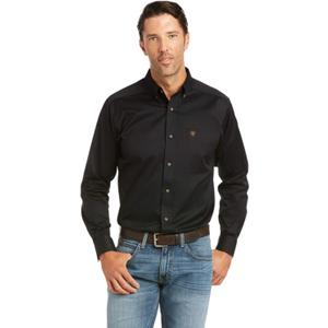 Ariat Men's Solid Twill Fitted Shirt (Medium, Black)