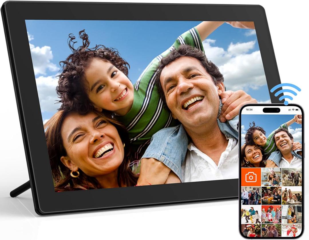 10.1" WiFi Digital Picture Frame with IPS Touch Screen, Smart Digital Photo Frame with 16GB Storage, Auto-Rotate, Wall Mountable, Share Photos Instantly via App, Gift for Women & Men