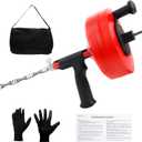 Drain Auger, 50FT Drain Snake Plumbing Snake Clog Remover with Drill Adapter, Sink Snake Drain Tool with Work Gloves and Storage Bag, Manual or Powered Use for Kitchen, Sink, Sewer and Shower