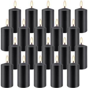 Set of 20 | 2X 4 inch Tall Pillar Candles, Soy Wax. Perfect for Dinner, Home Decoration, Party, Wedding.(Black)