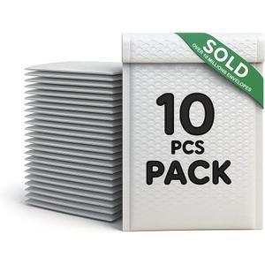 10 Pack 7x11 Inch Poly Bubble Mailers, White Padded Envelopes for Shipping, Self Sealing Waterproof Mailing Bags - Tear-Proof Cushioning, Lightweight Packaging for Business