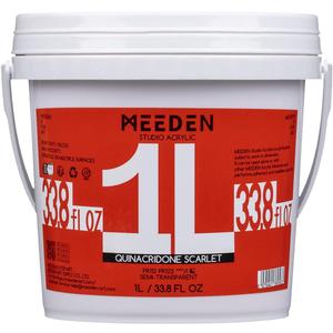 MEEDEN Quinacridone Scarlet Acrylic Paint: 1 L /33.8 oz Heavy Body Gloss Non-Toxic - Thick Art Paints for Canvas, Wood, Craft Painting