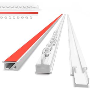 Self Adhesive Curtain Track No Drill Ceiling Curtain Track, Peel and Stick Curtain Rail Renter Friendly for Bedroom Bathroom Living Room (15FT/ 4.56M)