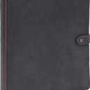 Fan&Ran Leather 3 Ring Binder, 1" Round Rings for 8.5"x11" Paper and Sheet Protectors, Interior Pockets & Snap Closure, Letter Size, Vintage Brown