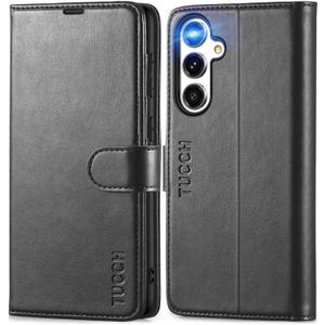 TUCCH Wallet Case for Galaxy S23 FE 5G, Kickstand RFID Blocking Card Holder, Magnetic PU Leather Flip Cover Protective [TPU Shockproof Interior Case] Compatible with Galaxy S23FE 6.4-Inch 2023, Black