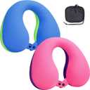 COOLBEBE Kids Travel Neck Pillow for Airplane, 2PCS Toddler Neck Pillow for Traving, Comfortably Headrest Pillow for Car & Airplane (Bluish Green & Pinkish Purple)