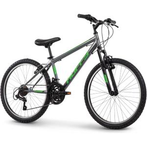 Huffy Stone Mountain Mens 24 Inch Mountain Bike, Charcoal Gloss Frame, 21-Speed Shimano Twist Shifting, Front Suspension, Comfort Saddle | 24" Size, 6-21 Speeds