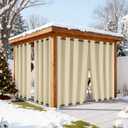 HDCAXKJ Waterproof Outdoor Curtains for Patio with Zipper Top & Bottom Grommet Thermal Privacy Drapes 2 Panels Gazebo Outside Blackout Curtains for Porch Pergola Backyard, 54" W x 84" L, Cream