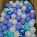 STARBOLO Ball Pit Balls for Ball Pits - 200 Pcs Blue Star and Round Balls Crush Proof Plastic Children's Toy Balls Stars for Birthday Party Pool Indoor Outdoor (3 Blue+White)