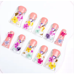Press on Toenails Flora | 20 PCS Free Size Toe Nails | Reusable Fake Nails for Toe | T176