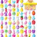 72PCS Easter Mochi Squishy Toys, Easter Animal Squishies for Kids, Easter Egg Fillers for Eggs Hunt Game, Easter Fidget Toys for Toddlers & Teens, Easter Basket Stuffers, Classroom Prizes