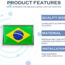 3 x Brazil Flag Sticker Emblem Brazilian Decal Car Chrome Flags, 2 Pack, 3 x 2 inches