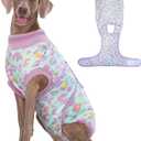 Kuoser Dog Recovery Suit for Dogs After Surgery, Professional Surgical Onesie for Female Male Dogs Spay Neuter, Soft Dog Surgery Suit Bodysuit for Abdominal Wounds Skin Disease, Light Purple Leopard, XL