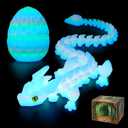 3D Printed Dragon Eggs with Dragon Inside - 12Inch,Articulated Fidget 3D Printed Animals, Interesting Decorative Gift, Easter Basket Essentials Stuffers (Glow in the Dark)