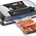 95kpa Vacuum Sealer Machine, Commercial Full Automatic Food Sealer, Vacuum Sealer for Food with Cutter, 10 Pre-cut Bags & Bag Rolls and Accessory Hose, Fully Starter Kits, Black Silver