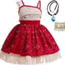 Lgandpg Princess Adventure Costume for Little Girls Classic Outfit Party Dress Up Red