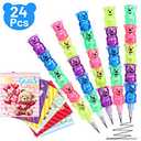24Pcs Cirba Tree Valentines Stacking Pencils Cat Dogc