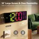 JALL 16.15 inch Large Digital Wall Clock, RGB Lights with Remote Control, Dual Alarms with Big LED Display, Auto DST, C / F Temperature for Classroom, Birthday Gift, Senior