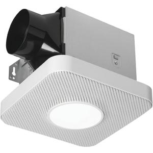 Homewerks 7130-40-BT DC Bathroom Fan with Light and Bluetooth Speaker 90-CFM 1.2 Sones White Easy Install, 4000 Kelvin Cool White Light