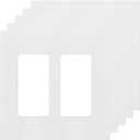 ENERLITES Screwless Decorator Wall Plates Child Safe Outlet Covers, Size 2-Gang 4.68" H x 4.73 L, Unbreakable Polycarbonate Thermoplastic, SI8832-W-5PCS, Glossy, White (5 Pack)