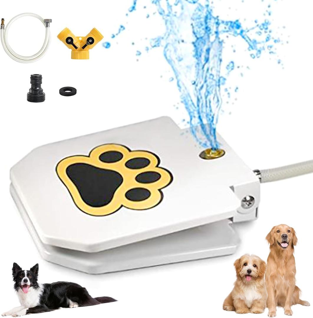 Dog Water Fountain Outdoor, Dog Sprinkler, Paw Activated Drinking, Dog Water Fountain with Hose, Equipped with Interactive Claw Foot Valve, Pure Copper Valve Core, Easy to Train