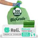 Reli. Biodegradable 16-25 Gallon Trash Bags | 500 Count Bulk | ASTM D6954 | Green | Eco-Friendly | Oxobiodegradable Under Certain Conditions (See Product Description)