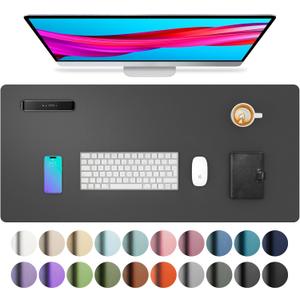 Leather Desk Pad Protector,Mouse Pad,Office Desk Mat, Non-Slip PU Leather Desk Blotter,Laptop Desk Pad,Waterproof Desk Writing Pad for Office and Home (Gray,31.5" x 15.7")