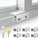 Sliding Window Locks (6 Sets), Security Window Locks with Keys, Adjustable Aluminum Sliding Window Stops, Easy Installation Without Drilling, for Vertical and Horizontal Sliding Windows (Silver)