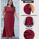 OLRIK Plus Size Maxi Dresses for Curvy Women 2026 Summer Casual Cap Sleeve Split Long Dress with Pockets Loose Fit (Red, XXL)