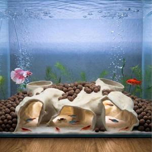 Large Aquarium Tunnel & Cave (9.5" L), 3D Printed Substrate Viewer Fish Hideout with Wide Top Entrances, Tank Decor for Small Fish, Corydoras, Betta & Shrimp- Set with 3 Mini Accessories (Yellow)