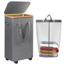 Large Laundry Hamper, 100L Laundry Basket with Handle and Removable Bag - Collapsible Clothes Basket Organizer for Laundry Room, Bedroom, Bathroom & Dorm - Grey