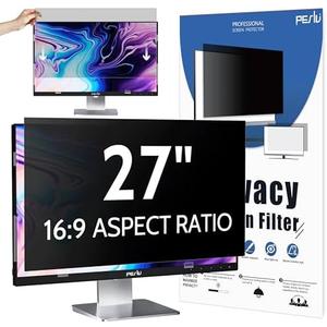 Peslv Computer Privacy Screen 27 Inch for 16:9 Widescreen Monitor, Removable 27inch Anti Blue Light Anti Glare Monitor Privacy Filter Shield (23 9/16" x 13 1/4")
