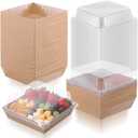 150 Pack 4 Inch Small Charcuterie Boxes with Clear Lids Disposable Paper Dessert Food Boxes Containers for Cake, Cookies, Strawberries, Bakery, Party