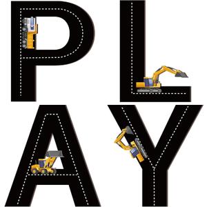 Kathfly 4 Pcs Construction Truck Theme Play Sign Playroom Wall Pediments Wood Construction Wall Art Play Room Decor for Kids Nursery Room Decorations