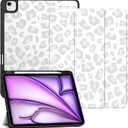 Compatible with iPad Air 13 Inch M4 2026/ M3 2025/M2 2024 Case with Pencil Holder TPU Back Case Auto Sleep/Wake Cover Cute Women Men Girls (Gray White, IP-air 13-inch(2026/2025/2024)