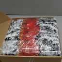 Riceshoot 50 Feet Christmas Fence Garland with Lights Large Red Bows Hanging Wreaths Christmas Decoration Artificial Xmas Garland with 8 Pcs 28 x 10 Inch Red Velvet Bows for Outdoor Garden Fence Door