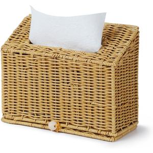 Wicker Hand Towel Box Cover Compatible with Disposable Paper Hand Towels, Wicker Paper Towel Holders, Hand Towel Holder for Bathroom, Car, Tabletop, by YANGQIHOME