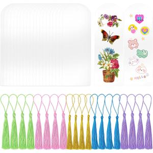 20Pcs Clear Acrylic Blank Semicircle Bookmarks with 20 Colorful Tassels - DIY Craft Supplies - Ideal for Gifts and Creative Projects