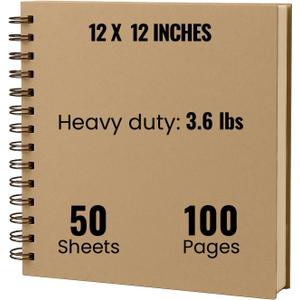 Modern Shop Scrapbook Album | Extra Thick Kraft Paper with Hardcover - 12 x 12 250 gsm, 50 sheet
