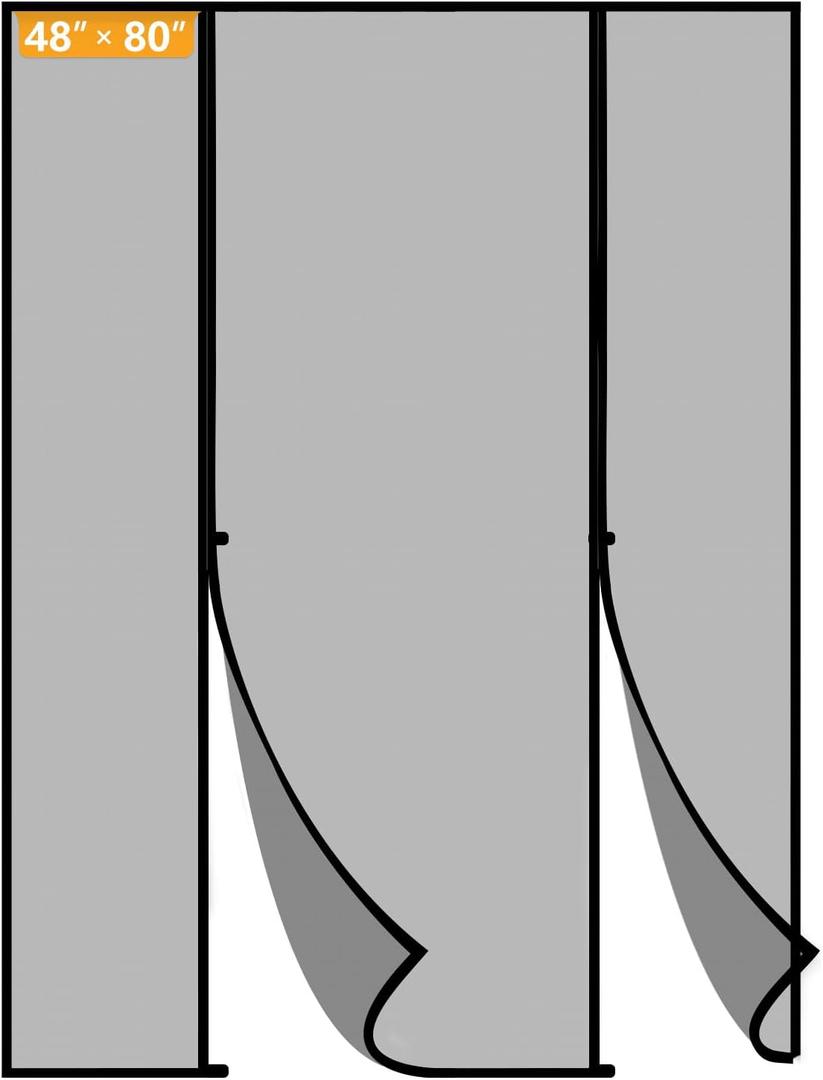 Yotache Magnetic Screen Door Fits 48x80 Inch Doors, Screen Size 50"x81" - Double-Sided Opening Reinforced Mesh with Super-Strong Magnets for Patio, Sliding, French, Front & Back Doors (Black)