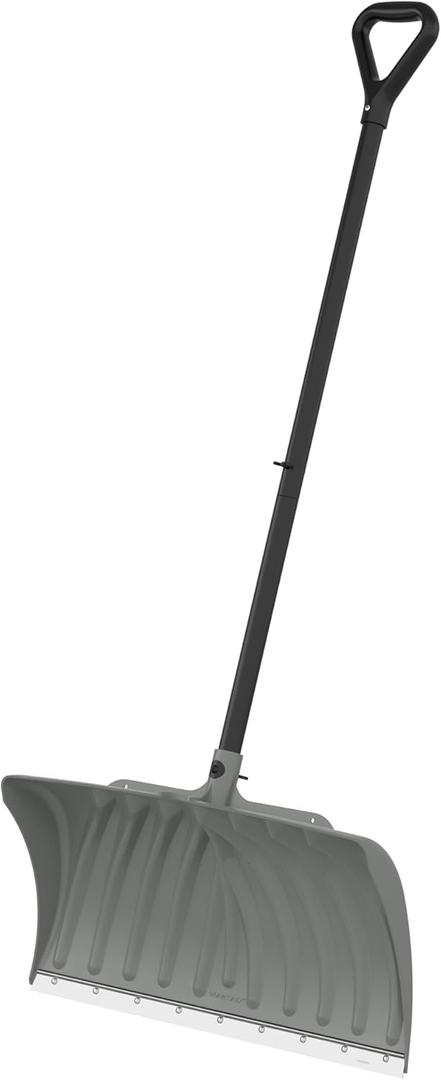 Suncast 27 Steel Core Snow Pusher with Galvanized Wear Strip, D-Grip Handle, Heavy-Duty Snow Removal Tool for Effortless Clearing
