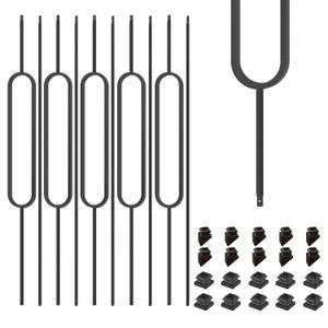 1/2 Inch Wrought Iron Oval Balusters - Hollow Iron Square Plain Bar Stair Balusters - Metal Spindles for Indoor Staircase with Baluster Shoes, Satin Black (10 Pack)